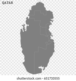 High quality map of Qatar with borders of the regions or counties