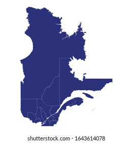 High Quality map of Quebec is a province of Canada, with borders of the counties