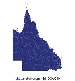 High Quality Map Of Queensland Is A State Of Australia, With Borders Of The Local Government Areas