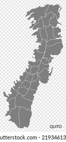 High Quality map of  Quito is a city  of  Ecuador, with borders of the regions. Map of Quito for your web site design, app, UI. EPS10.