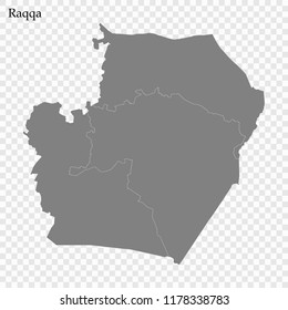 High Quality map of Raqqa is a governorate of Syria, with borders of the districts