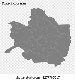 High Quality map of Razavi Khorsan is  province of Iran, with borders of the municipalities