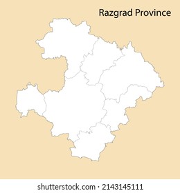High Quality map of Razgrad is a province of Bulgaria, with borders of the districts