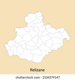 Mapa de alta calidad de Relizane es una provincia de Argelia, con fronteras de distritos