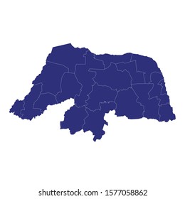 High Quality map of Rio Grande do Norte is a state of Brazil, with borders of the municipalities