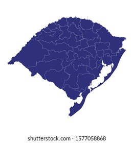 High Quality map of Rio Grande do Sul is a state of Brazil, with borders of the municipalities