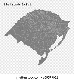 Mapa de alta calidad de Rio Grande do Sul es un estado de Brasil, con fronteras de los municipios