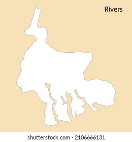 Mapa de ríos de alta calidad es una región de Nigeria, con fronteras de distritos