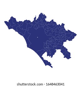 High Quality map of Rome Metropolitan is a province of Italy, with borders of the municipalities