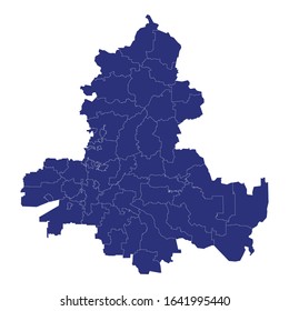 High Quality map of Rostov Oblast is a region of Russia with borders of the districts