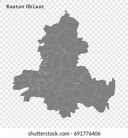 High Quality map of Rostov Oblast is a region of Russia with borders of the districts