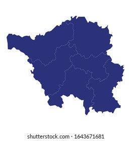 High Quality map of Saarland is a state of Germany, with borders of the regions