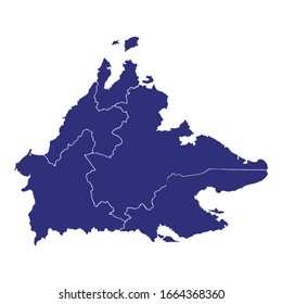 High Quality map of Sabah is a state of Malaysia, with borders of the districts