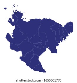 High Quality map of Saga is a prefecture of Japan with borders of the districts