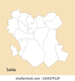Hochwertige Karte von Saida ist eine Provinz von Algerien, mit Grenzen der Bezirke
