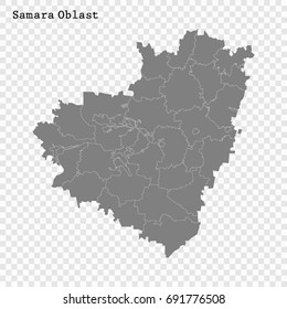 High Quality map of Samara Oblast is a region of Russia with borders of the districts