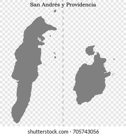 High Quality map of San Andres y Providencia is a Department of Colombia with borders of the Municipalities