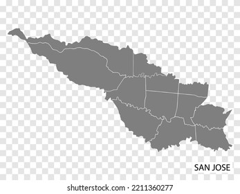 Carte de Haute Qualité de San José est une capitale du Costa Rica, avec des frontières des régions. Carte de San Jose pour votre conception de site web, application, interface utilisateur. EPS10.