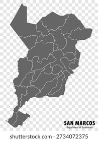 Mapa de alta qualidade do departamento de San Marcos da Guatemala, com fronteiras dos distritos. Mapa do departamento de San Marcos para o seu web site design, app, UI. EPS10.