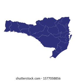 High Quality map of Santa Catarina is a state of Brazil, with borders of the municipalities