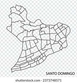 High Quality map of  Santo Domingo is a capital of  Dominican Republic, with borders of the regions. Map of Santo Domingo for your web site design, app, UI. EPS10.