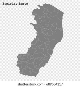 High Quality map of Espírito Santo is a state of Brazil, with borders of the municipalities