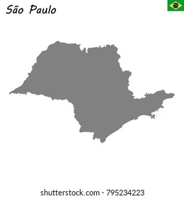 High Quality map of Sao Paulo is a state of Brazil