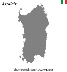 High Quality map of Sardinia is a region of Italy