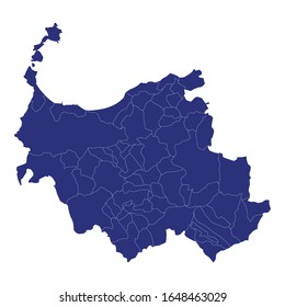 High Quality map of Sassari is a province of Italy, with borders of the municipalities