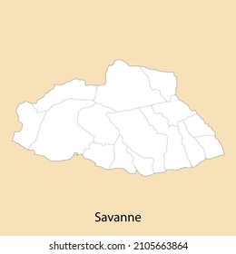 High Quality map of Savanne is a region of Mauritius, with borders of the districts