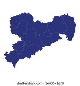 High Quality map of Saxony is a state of Germany, with borders of the regions