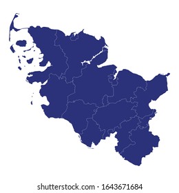 High Quality map of Schleswig-Holstein is a state of Germany, with borders of the regions