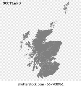 High Quality map of Scotland is a region of United Kingdom, with borders of the counties