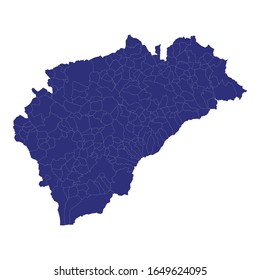 Mapa de alta calidad de Segovia es una provincia de España, con fronteras de los municipios
