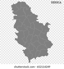 High quality map of Serbia with borders of the regions or counties