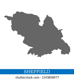 High Quality map of Sheffield is a city in United Kingdom, with borders of districts