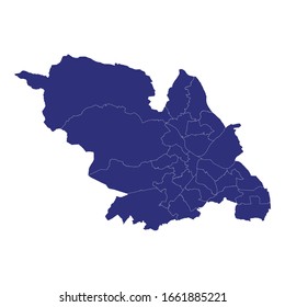 High Quality map of Sheffield is a city of England, with borders of the wards