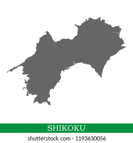 High quality map of Shikoku is the island of Japan