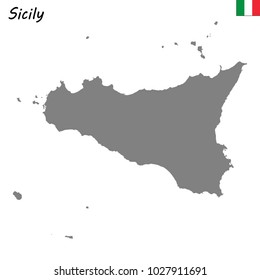 High Quality Map Sicily Region Italy Stock Vector (Royalty Free) 1027911691