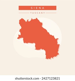 High Quality map of Siena is a province of Italy, with borders of the municipalities