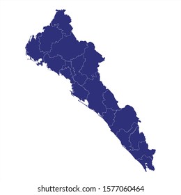 High Quality map of Sinaloa is a state of Mexico, with borders of the municipalities