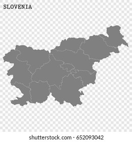 High quality map of Slovenia with borders of the regions or counties 