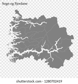 High Quality map of Sogn og Fjordane County of Norway, with borders of municipality