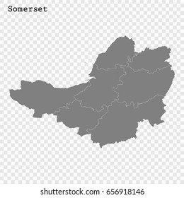 High Quality map of Somerset is a ceremonial county of England, with borders of the counties