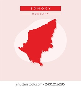High Quality map of Somogy County of Hungary, with borders of districts