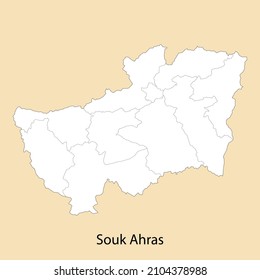 High Quality map of Souk Ahras is a province of Algeria, with borders of the districts