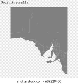 High Quality Map Of South Australia Is A State Of Australia, With Borders Of The Local Government Areas