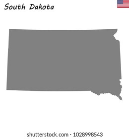 High Quality map of South Dakota is a state of United States