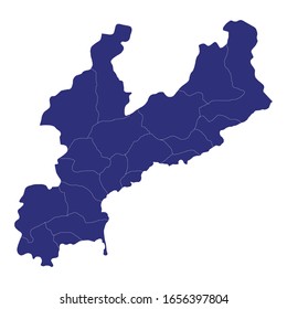 High Quality map of South Hamgyong is a province of North Korea, with borders of the counties