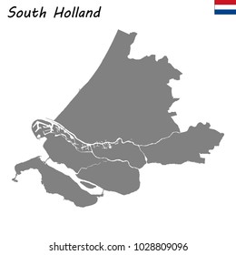 High Quality map of South Holland is a province of Netherlands